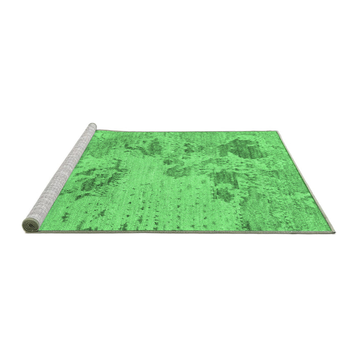 Sideview of Machine Washable Abstract Emerald Green Modern Area Rugs, wshabs2525emgrn