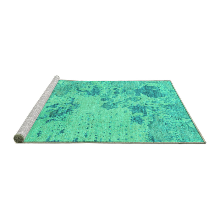 Sideview of Machine Washable Abstract Turquoise Modern Area Rugs, wshabs2525turq