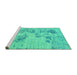 Sideview of Machine Washable Abstract Turquoise Modern Area Rugs, wshabs2525turq