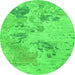 Round Abstract Green Modern Rug, abs2525grn