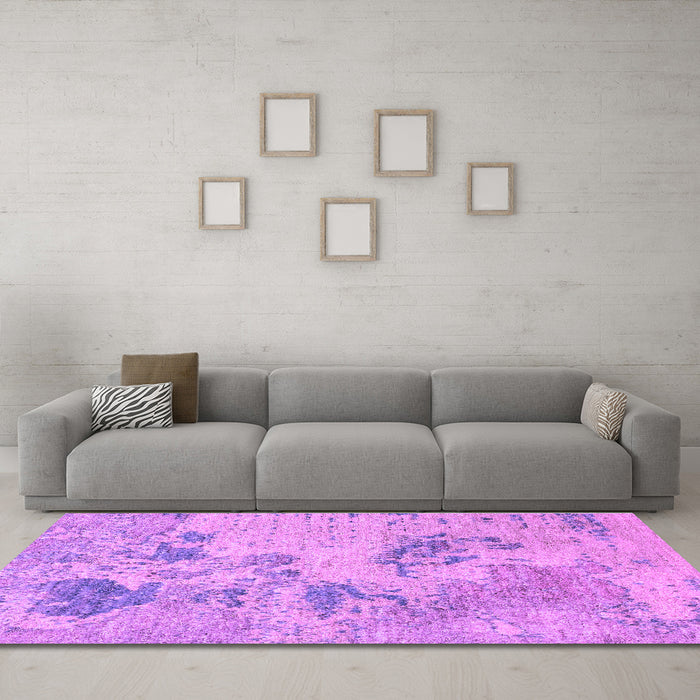 Machine Washable Abstract Purple Modern Area Rugs in a Living Room, wshabs2525pur