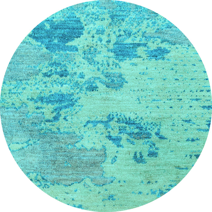 Round Abstract Light Blue Modern Rug, abs2525lblu