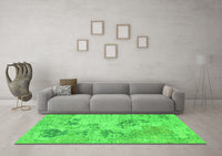 Machine Washable Abstract Green Modern Rug, wshabs2525grn