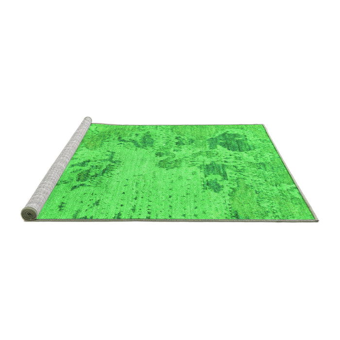 Sideview of Machine Washable Abstract Green Modern Area Rugs, wshabs2525grn