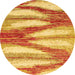 Round Abstract Orange Red Modern Rug, abs2526