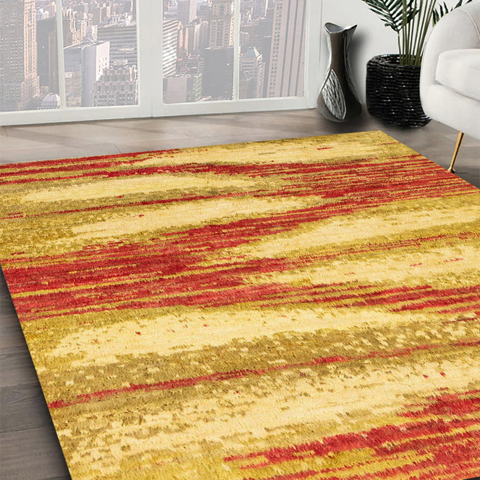 Abstract Orange Red Modern Rug in Family Room, abs2526