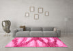 Machine Washable Abstract Pink Modern Rug in a Living Room, wshabs2526pnk