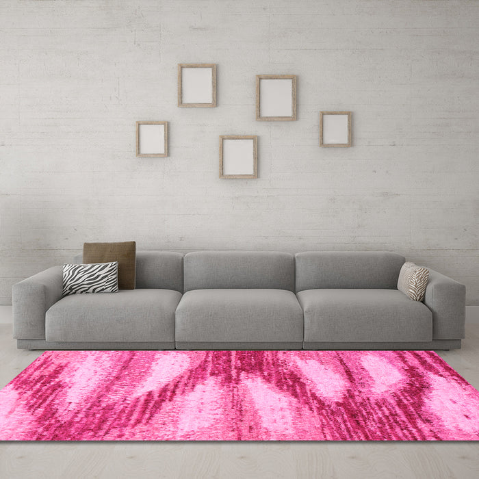 Machine Washable Abstract Pink Modern Rug in a Living Room, wshabs2526pnk