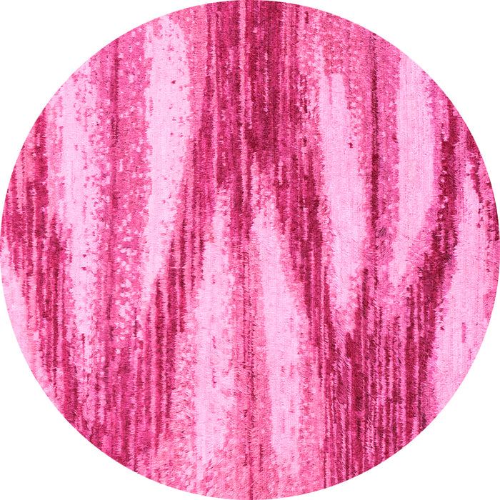 Round Machine Washable Abstract Pink Modern Rug, wshabs2526pnk