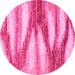 Round Machine Washable Abstract Pink Modern Rug, wshabs2526pnk