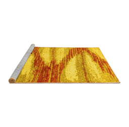 Sideview of Machine Washable Abstract Yellow Modern Rug, wshabs2526yw
