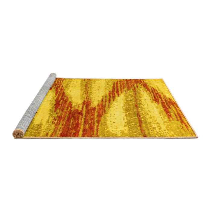 Sideview of Machine Washable Abstract Yellow Modern Rug, wshabs2526yw