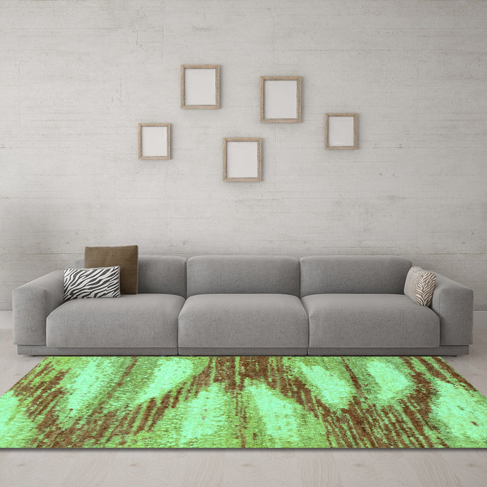 Machine Washable Abstract Turquoise Modern Area Rugs in a Living Room,, wshabs2526turq