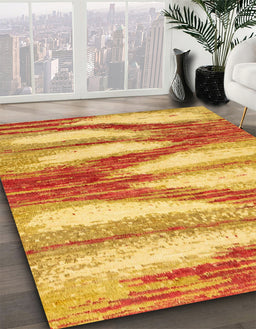 Machine Washable Abstract Orange Red Rug in a Family Room, wshabs2526