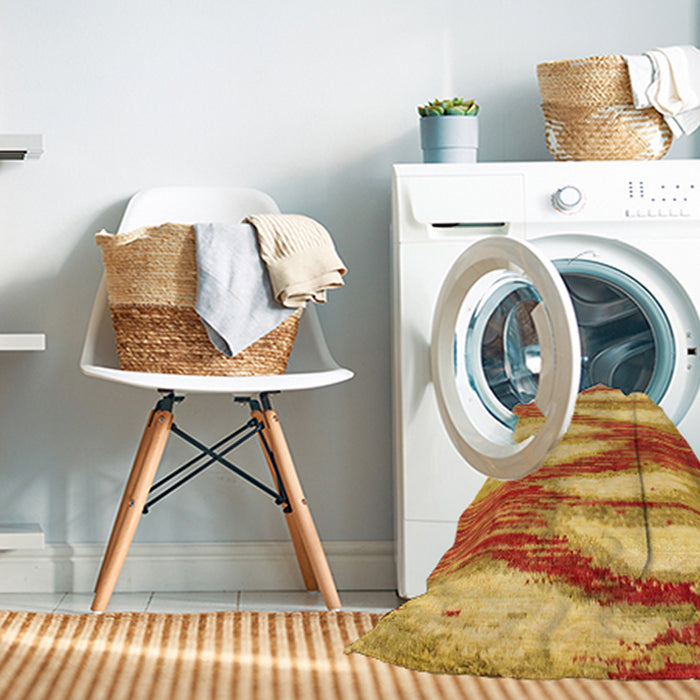 Machine Washable Abstract Orange Red Rug in a Washing Machine, wshabs2526