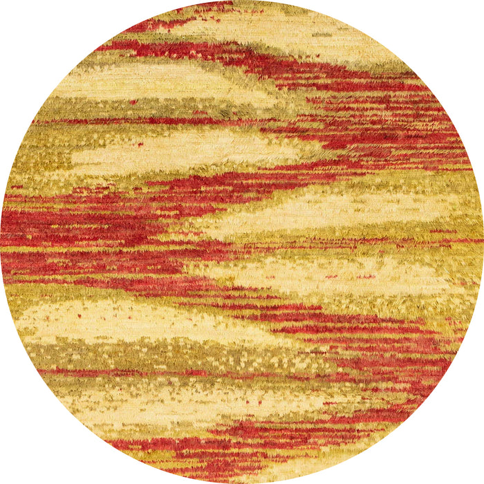 Round Machine Washable Abstract Orange Red Rug, wshabs2526