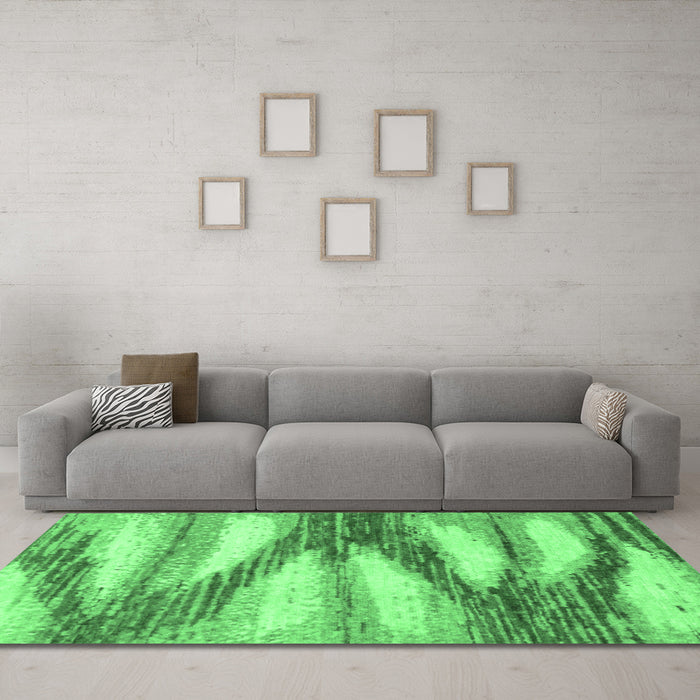 Machine Washable Abstract Emerald Green Modern Area Rugs in a Living Room,, wshabs2526emgrn