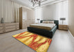 Machine Washable Abstract Orange Red Rug in a Bedroom, wshabs2526