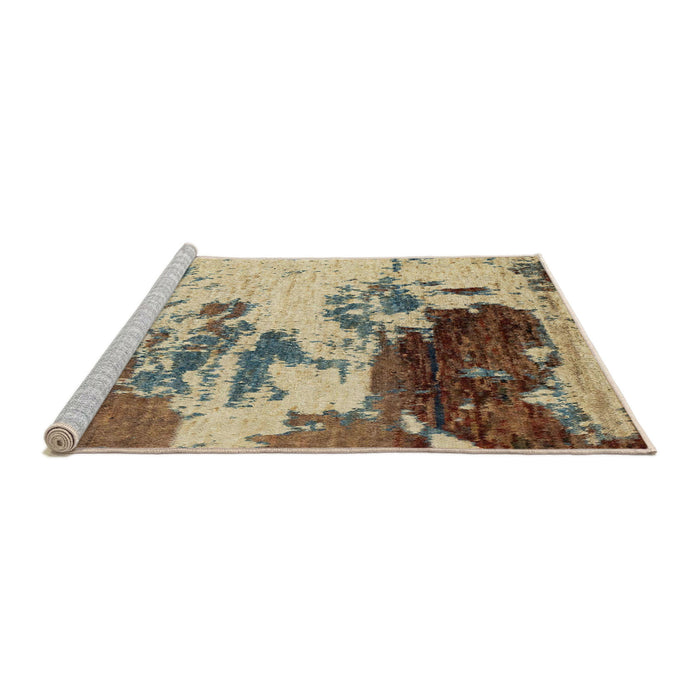 Sideview of Machine Washable Abstract Yellow Rug, wshabs2527