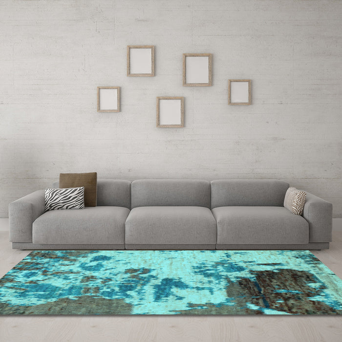 Machine Washable Abstract Light Blue Modern Rug in a Living Room, wshabs2527lblu