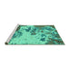 Sideview of Machine Washable Abstract Turquoise Modern Area Rugs, wshabs2527turq