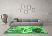 Machine Washable Abstract Emerald Green Modern Area Rugs in a Living Room,, wshabs2527emgrn