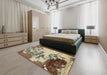 Abstract Yellow Modern Rug in a Bedroom, abs2527