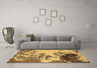 Machine Washable Abstract Brown Modern Rug, wshabs2527brn