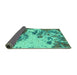 Sideview of Abstract Turquoise Modern Rug, abs2527turq