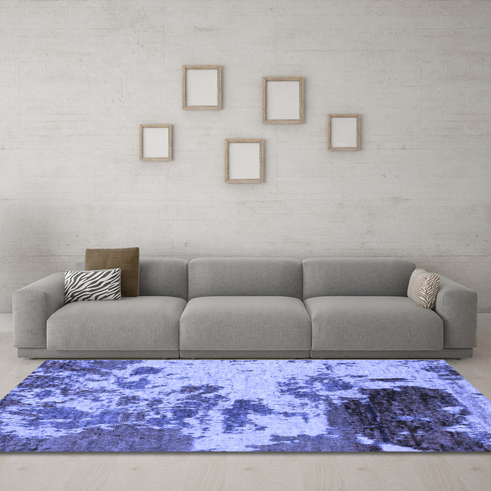 Machine Washable Abstract Blue Modern Rug in a Living Room, wshabs2527blu