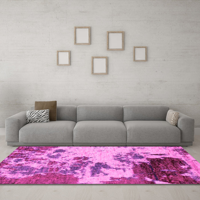 Machine Washable Abstract Pink Modern Rug in a Living Room, wshabs2527pnk