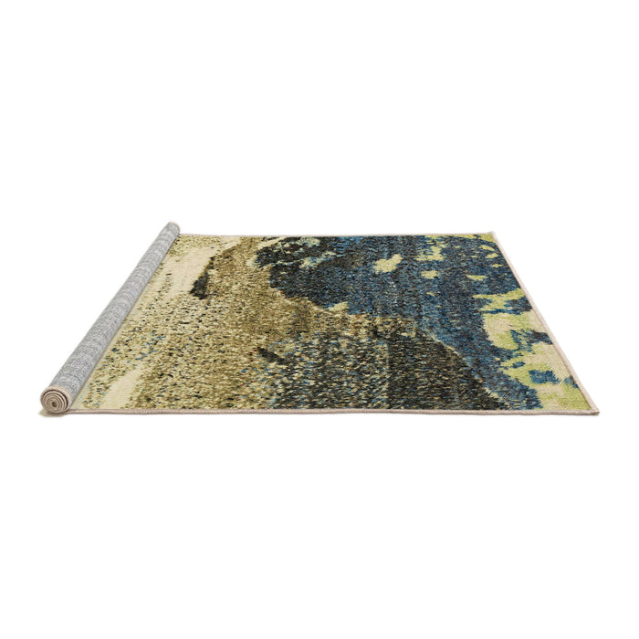 Sideview of Machine Washable Abstract Brown Gold Rug, wshabs2528