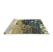 Sideview of Machine Washable Abstract Brown Gold Rug, wshabs2528