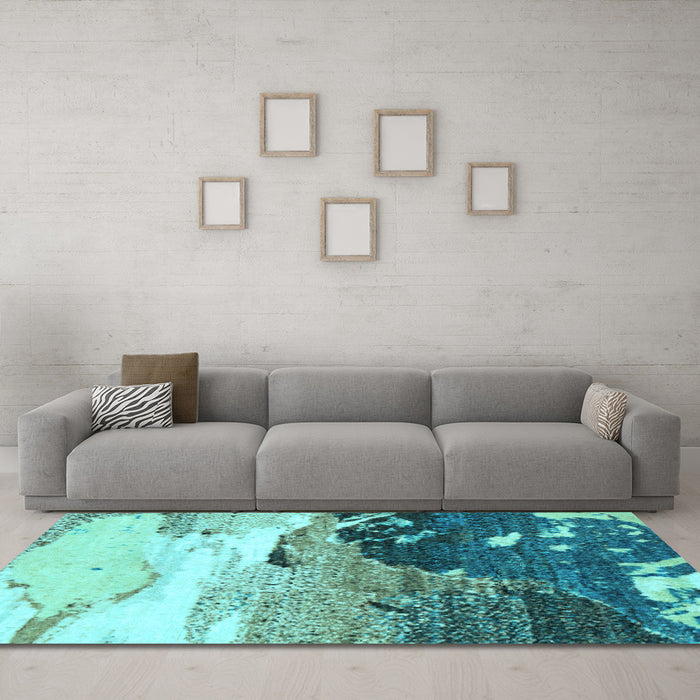 Machine Washable Abstract Light Blue Modern Rug in a Living Room, wshabs2528lblu