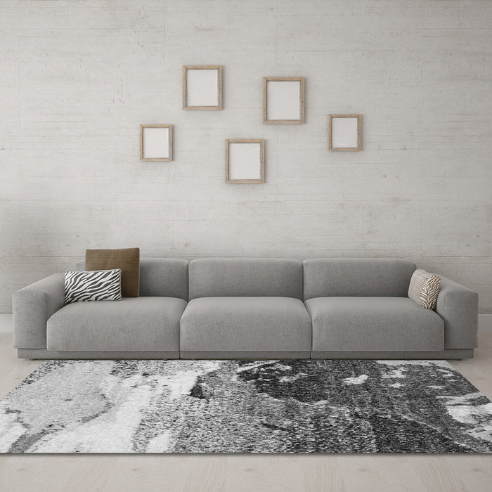 Machine Washable Abstract Gray Modern Rug in a Living Room,, wshabs2528gry