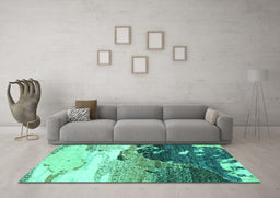 Machine Washable Abstract Turquoise Modern Area Rugs in a Living Room,, wshabs2528turq