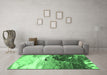 Machine Washable Abstract Emerald Green Modern Area Rugs in a Living Room,, wshabs2528emgrn