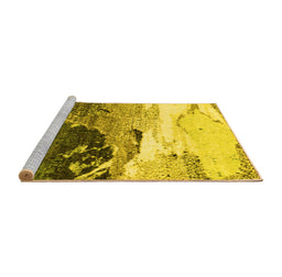 Sideview of Machine Washable Abstract Yellow Modern Rug, wshabs2528yw