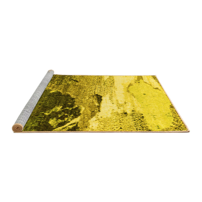 Sideview of Machine Washable Abstract Yellow Modern Rug, wshabs2528yw