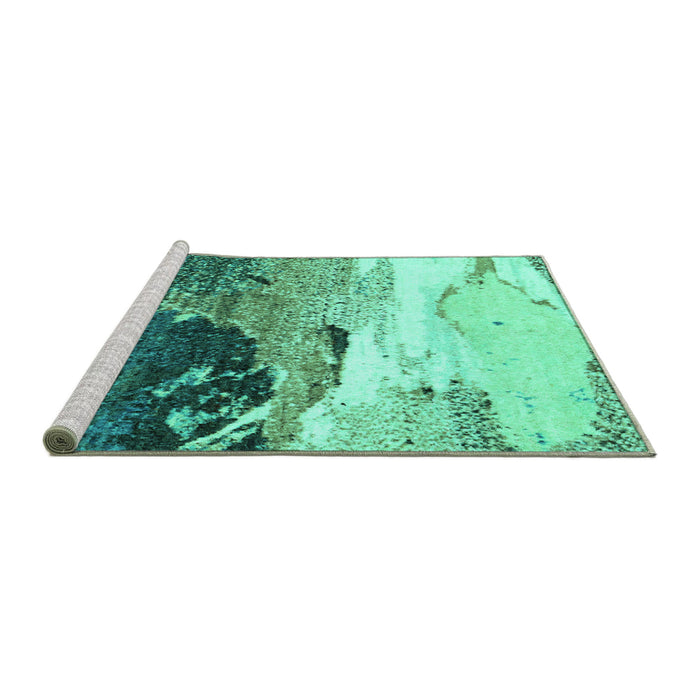 Sideview of Machine Washable Abstract Turquoise Modern Area Rugs, wshabs2528turq