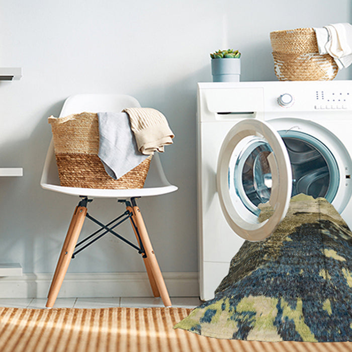 Machine Washable Abstract Brown Gold Rug in a Washing Machine, wshabs2528