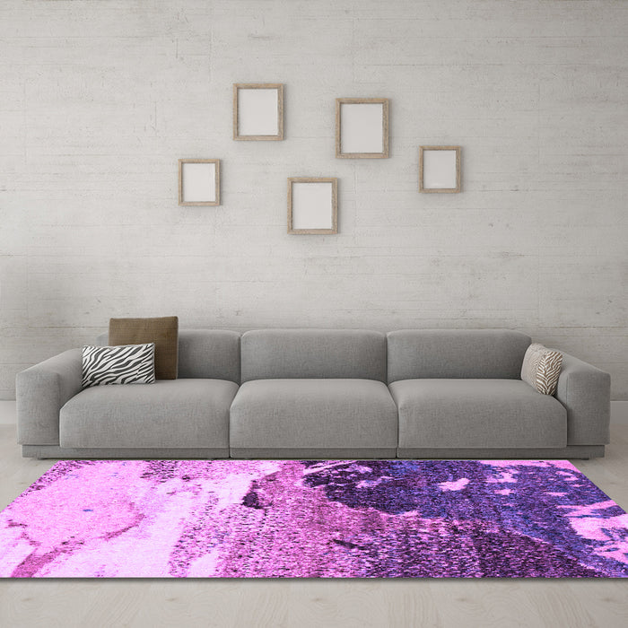 Machine Washable Abstract Purple Modern Area Rugs in a Living Room, wshabs2528pur
