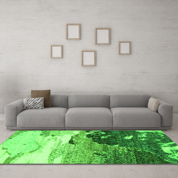 Machine Washable Abstract Green Modern Area Rugs in a Living Room,, wshabs2528grn