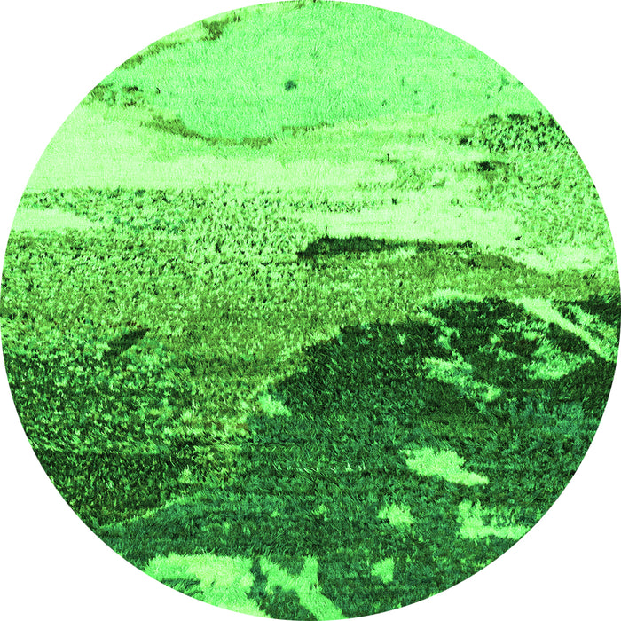 Round Abstract Green Modern Rug, abs2528grn