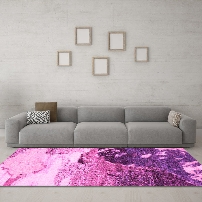 Machine Washable Abstract Pink Modern Rug in a Living Room, wshabs2528pnk