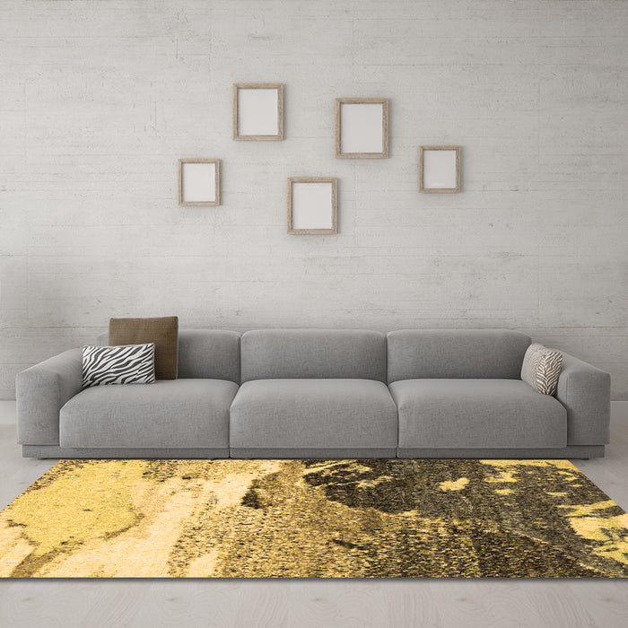 Machine Washable Abstract Brown Modern Rug in a Living Room,, wshabs2528brn