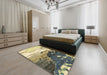 Abstract Brown Gold Modern Rug in a Bedroom, abs2528