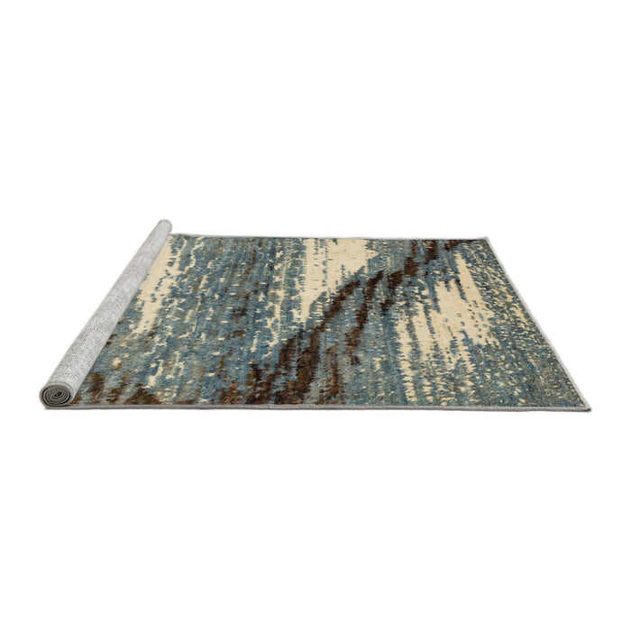 Sideview of Machine Washable Abstract Sage Green Rug, wshabs2529