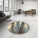 Round Abstract Sage Green Modern Rug in a Office, abs2529