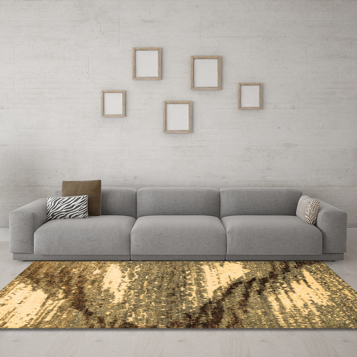 Machine Washable Abstract Brown Modern Rug in a Living Room,, wshabs2529brn